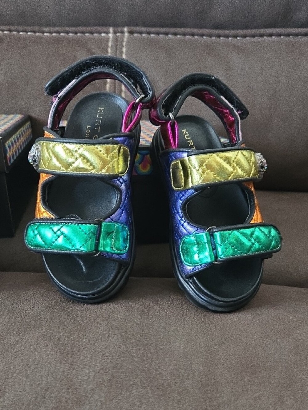 Kids White Butterfly Embroidered Sneaker & Multicolor Metallic Sandal Duo - Picture 10 of 12